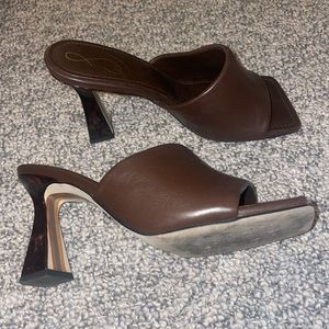 Tortoise shell slip on heels brown size 9